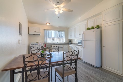 view of dining room and kitchen at Serrano Apartments, West Covina, CA, 91790
